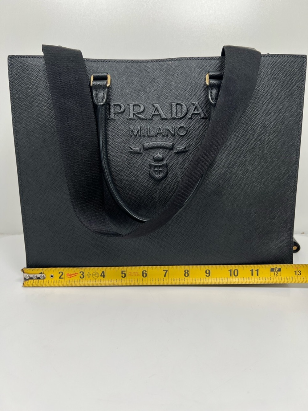 Prada Lux Saffiano Leather Black Crossbody Tote Bag - Picture 8 of 13